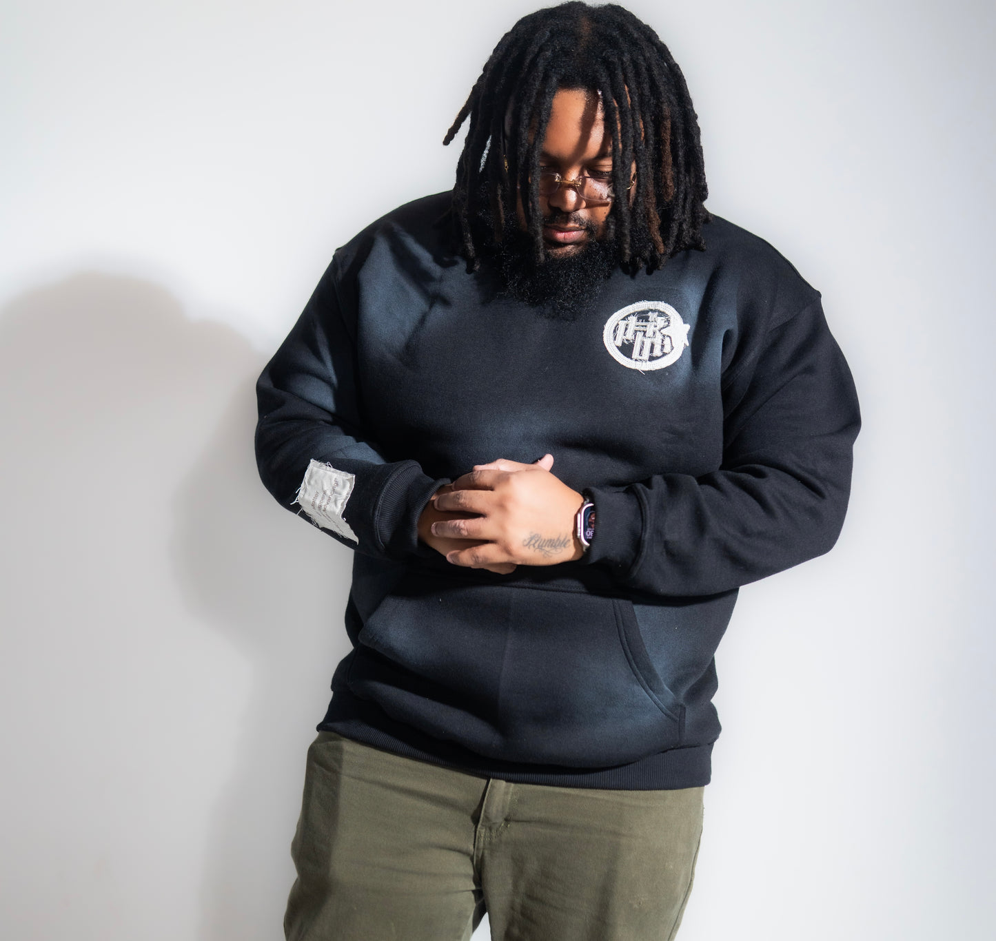 Black Distressed Logo Hoodie