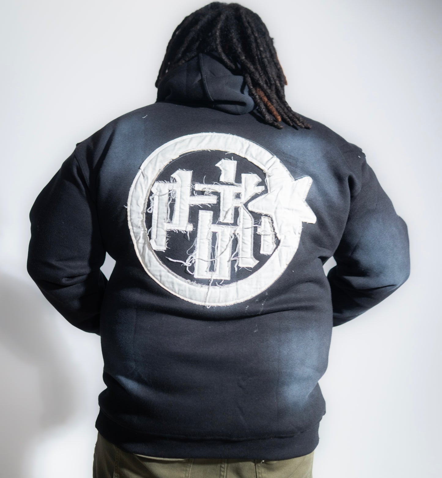Black Distressed Logo Hoodie