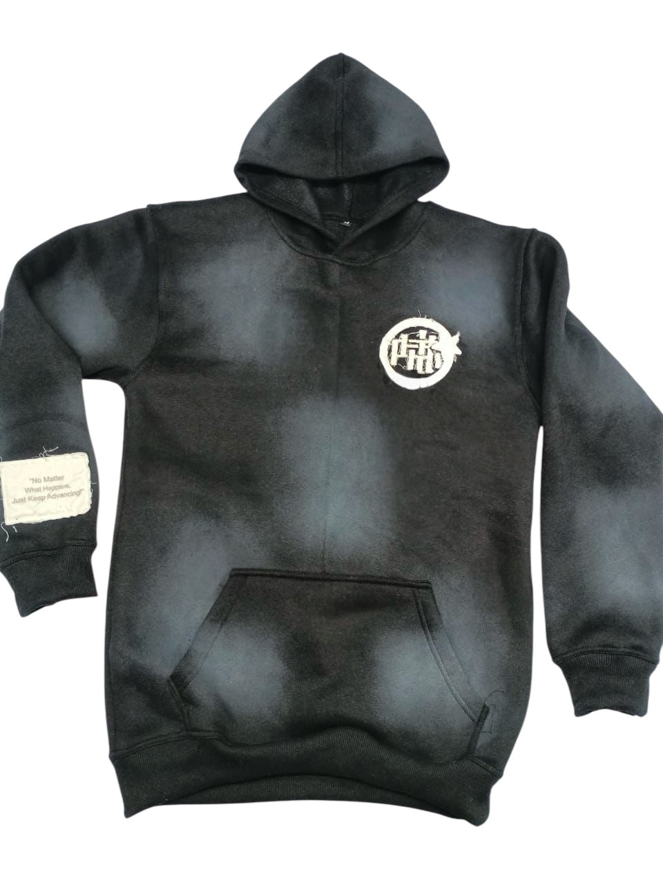 Black Distressed Logo Hoodie