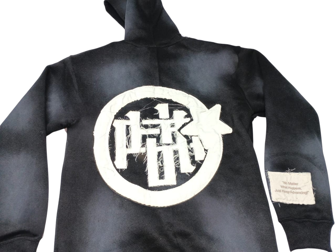 Black Distressed Logo Hoodie